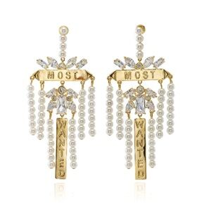 Fallon Monarch Most Wanted Faux Pearl Earrings In Gold